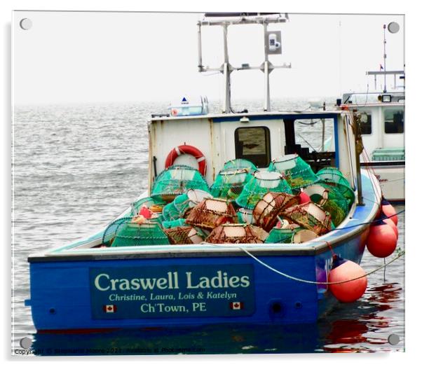 Craswell Ladies with Lobster Pots Acrylic by Stephanie Moore