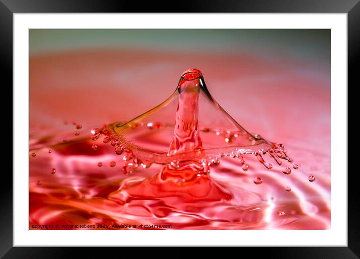 Water Drop Crown Collision Framed Mounted Print by Antonio Ribeiro