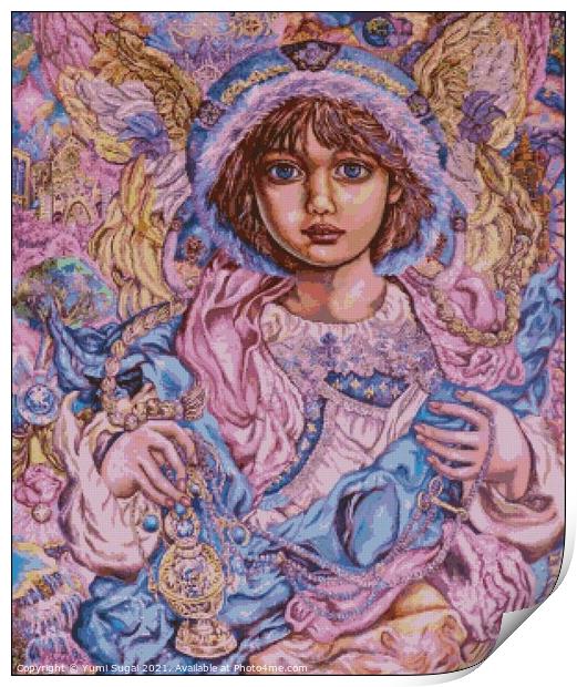 Yumi Sugai. Archangel Chamuel.cross stitch pattern Print by Yumi Sugai