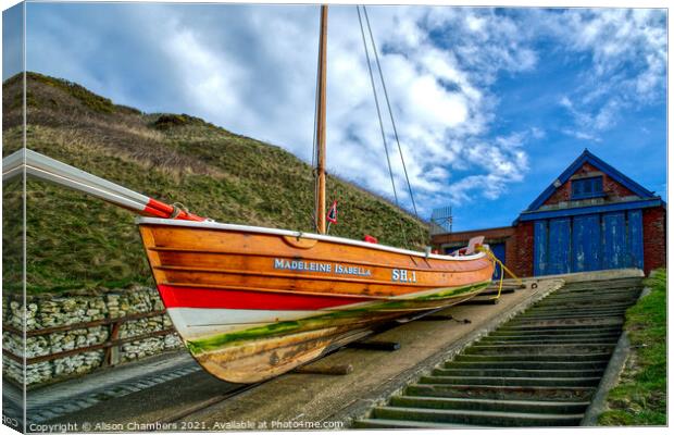 North Landing Lifeboat Station, Yorkshire Coast  Canvas Print by Alison Chambers