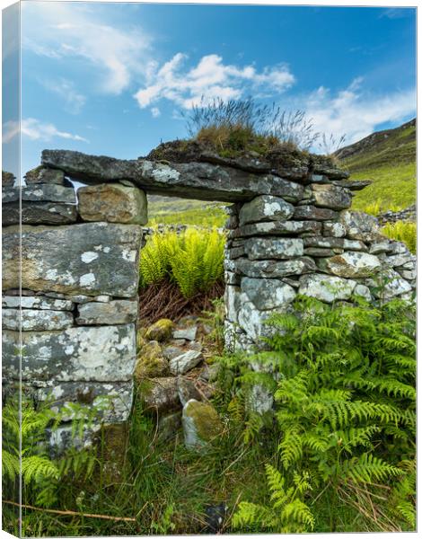 Ruined croft doorway, Boreraig, Isle of Skye, Scotland Canvas Print by Photimageon UK