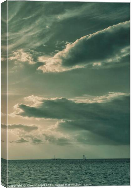 Sailing under cloudy sky Canvas Print by Claudio Lepri