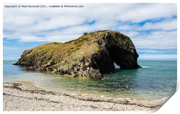 Ynys y Fydlyn Rock Island Anglesey Wales Print by Pearl Bucknall