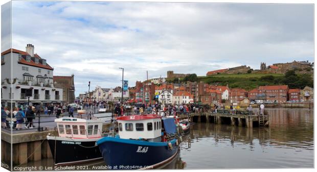 Whitby Fishing Port Yorkshire Canvas Print by Les Schofield
