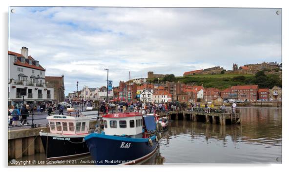 Whitby Fishing Port Yorkshire Acrylic by Les Schofield