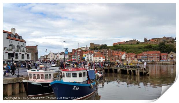 Whitby Fishing Port Yorkshire Print by Les Schofield