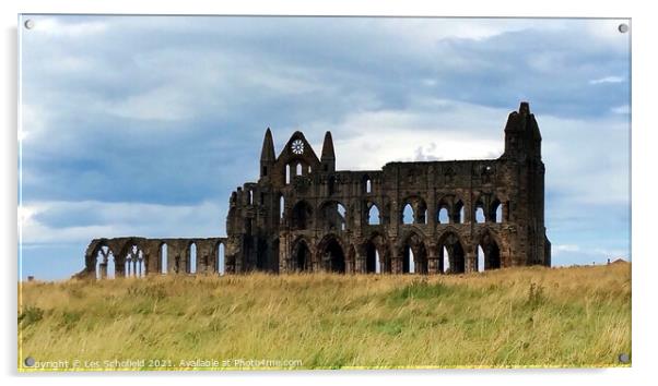 Whitby Abbey Acrylic by Les Schofield