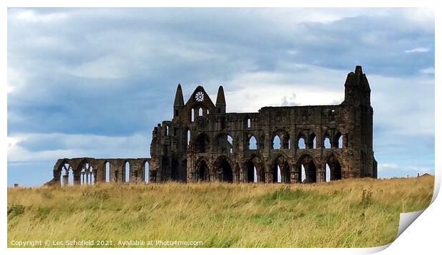 Whitby Abbey Print by Les Schofield