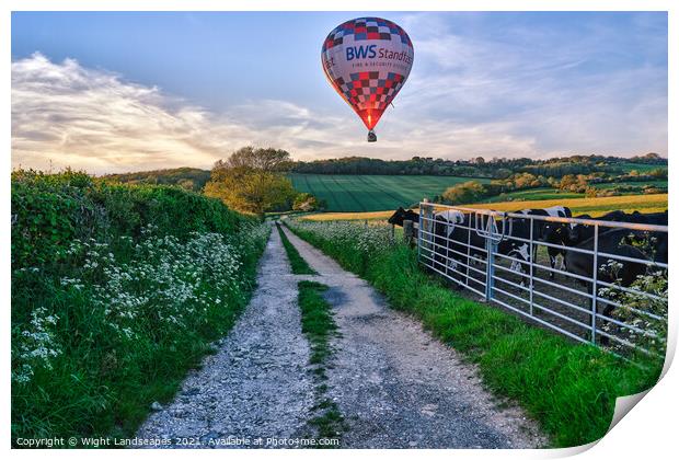 Isle Of Wight Balloon Flight Print by Wight Landscapes