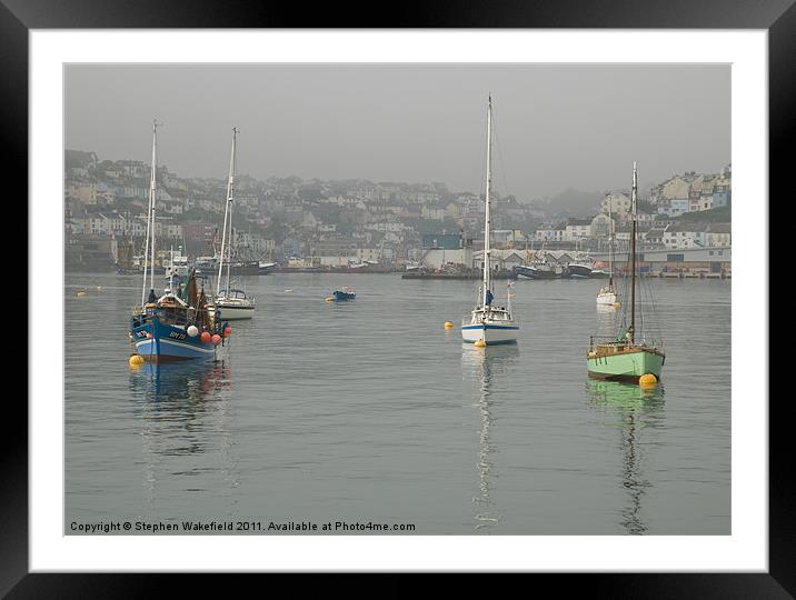 Misty morning Brixham Framed Mounted Print by Stephen Wakefield