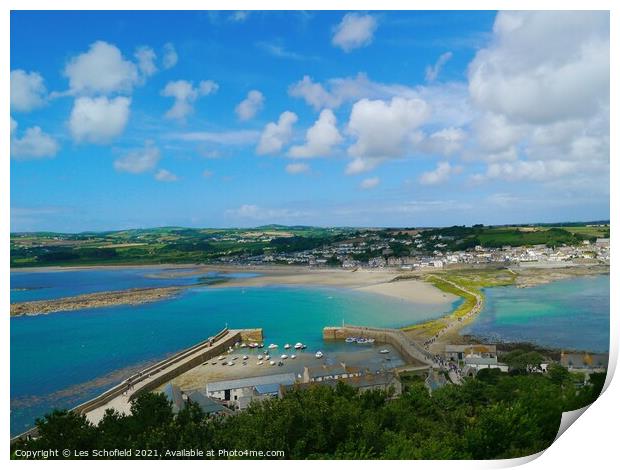 Majestic View of St Michaels Mount Print by Les Schofield