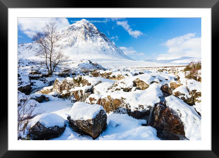 Buachaille Etive Mor in snow Framed Mounted Print by Howard Kennedy
