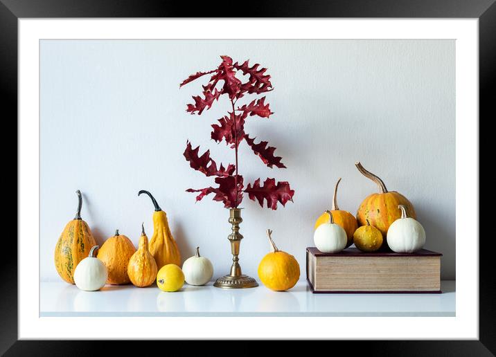 Modern autumn inspired room decoration. Framed Mounted Print by Andrea Obzerova