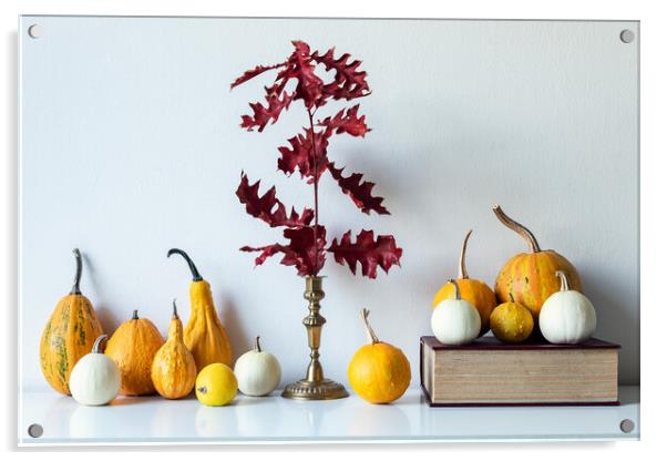 Modern autumn inspired room decoration. Acrylic by Andrea Obzerova