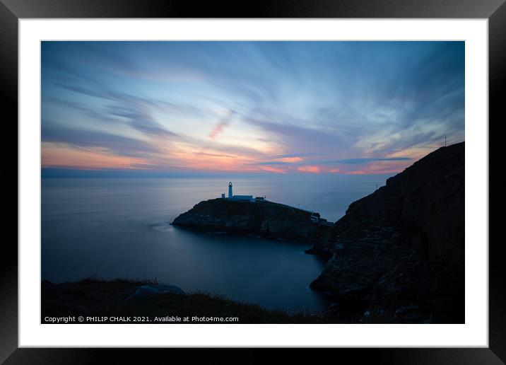 South stack sunset Anglesey Wales  560 Framed Mounted Print by PHILIP CHALK