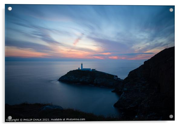 South stack sunset Anglesey Wales  560 Acrylic by PHILIP CHALK