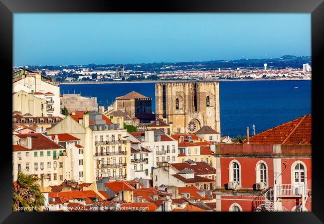 Belevedere Miradoura Outlook Cathedral Lisbon Portugal Framed Print by William Perry
