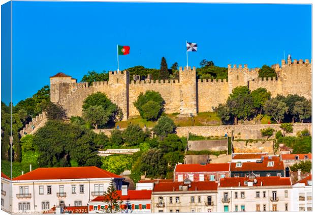 Castle Sao Jorge Belevedere Miradoura Ouverlook Lisbon Portugal Canvas Print by William Perry