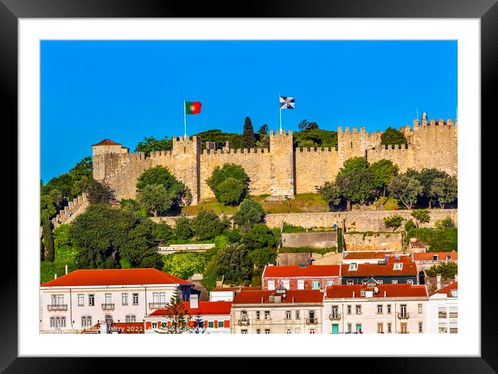 Castle Sao Jorge Belevedere Miradoura Ouverlook Lisbon Portugal Framed Mounted Print by William Perry
