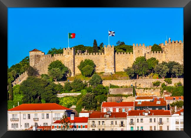 Castle Sao Jorge Belevedere Miradoura Ouverlook Lisbon Portugal Framed Print by William Perry