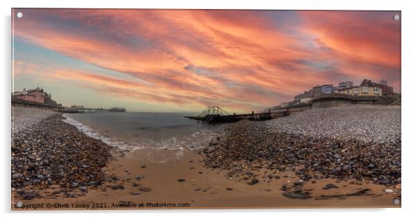 360 panorama of Cromer beach, Norfolk Acrylic by Chris Yaxley