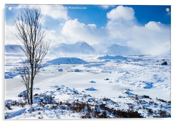 Loch Ba and Black Mount in winter Acrylic by Howard Kennedy