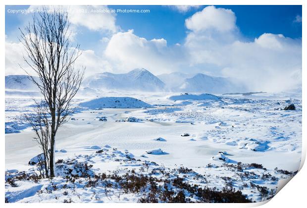 Loch Ba and Black Mount in winter Print by Howard Kennedy