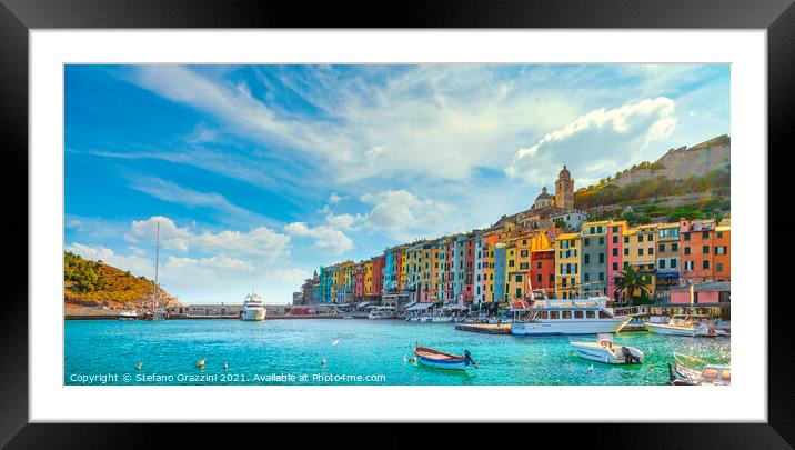 Portovenere town. Liguria, Italy Framed Mounted Print by Stefano Orazzini