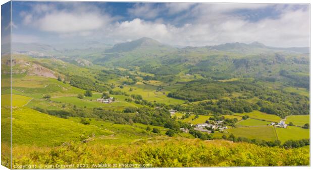 Eskdale Valley to Harter Fell Canvas Print by Alan Dunnett
