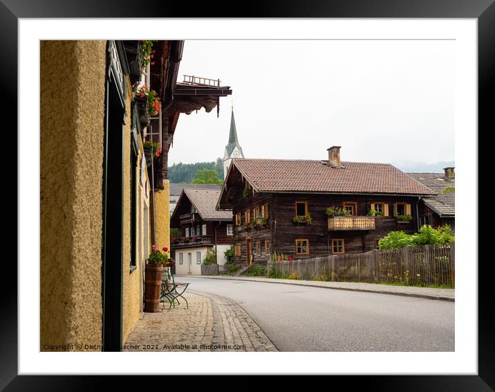 Traditional Alpine Houses in Goldegg, Pongau Region, Salzburg, A Framed Mounted Print by Dietmar Rauscher