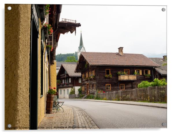 Traditional Alpine Houses in Goldegg, Pongau Region, Salzburg, A Acrylic by Dietmar Rauscher