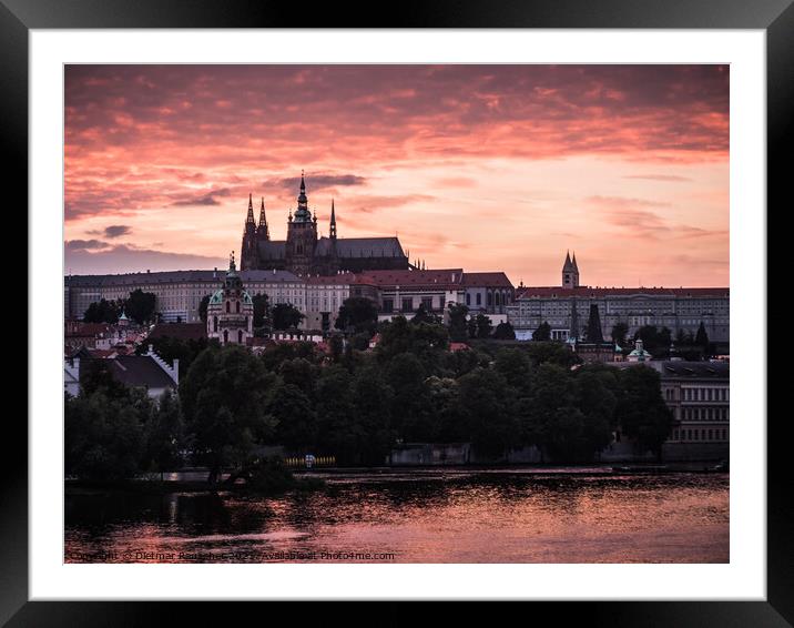 Saint Vitus Cathedral in Prague at Sunset Framed Mounted Print by Dietmar Rauscher