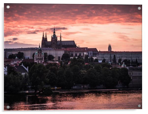 Saint Vitus Cathedral in Prague at Sunset Acrylic by Dietmar Rauscher