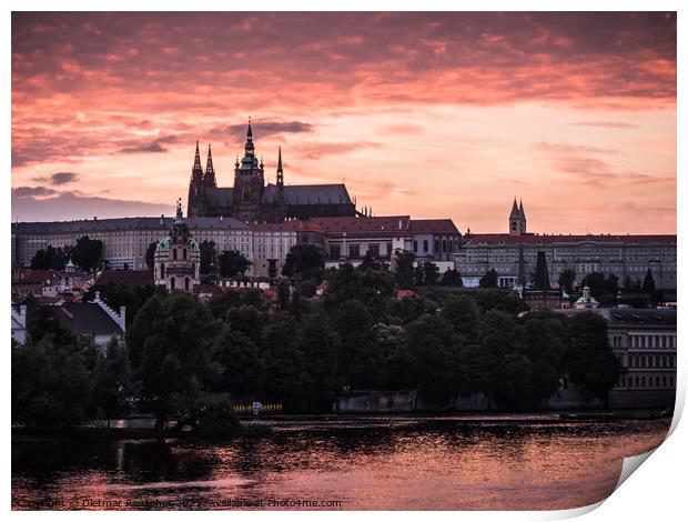 Saint Vitus Cathedral in Prague at Sunset Print by Dietmar Rauscher