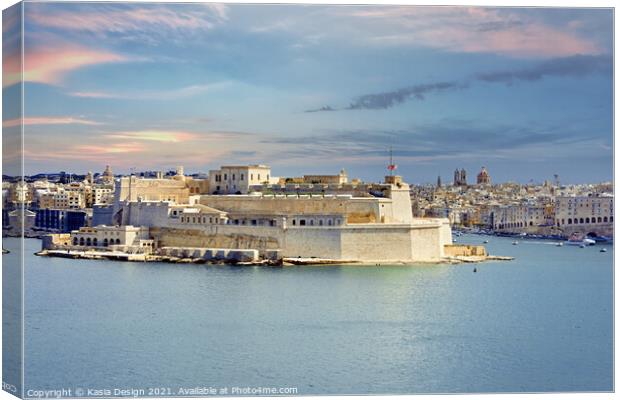 Fort St. Angelo, Vittoriosa, Malta Canvas Print by Kasia Design