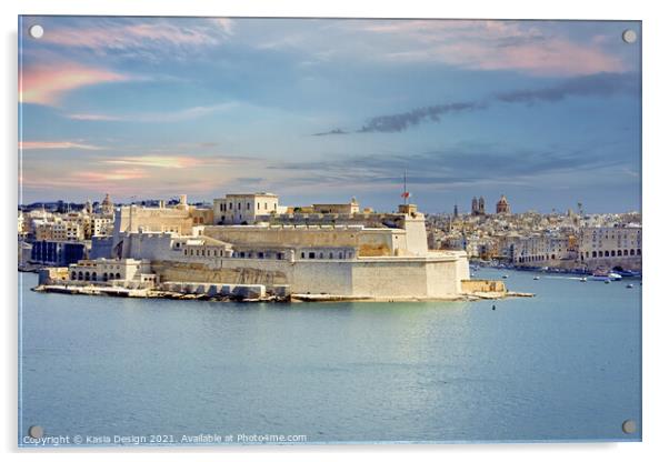 Fort St. Angelo, Vittoriosa, Malta Acrylic by Kasia Design