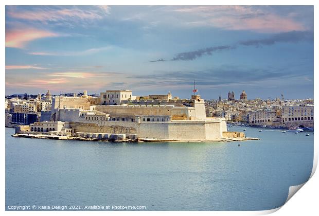 Fort St. Angelo, Vittoriosa, Malta Print by Kasia Design