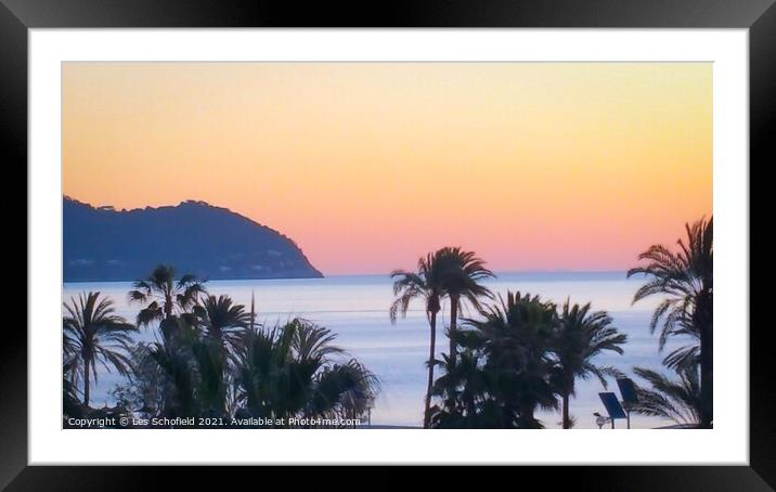 Cala  bona  sunset Framed Mounted Print by Les Schofield