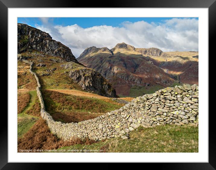 Langdale Pikes from Lingmoor Fell, Cumbria Framed Mounted Print by Photimageon UK
