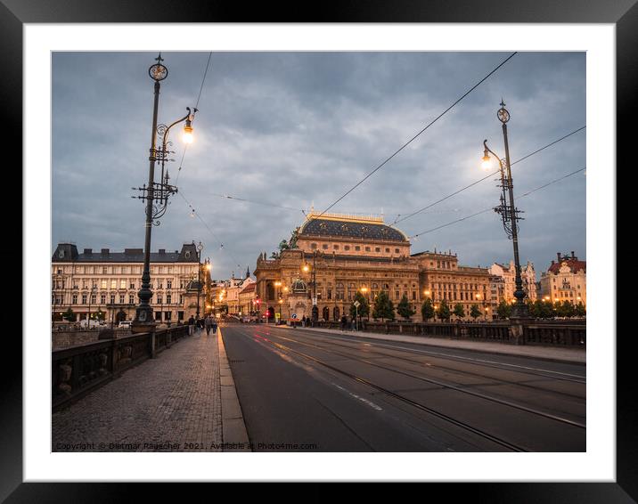 Legion Bridge and Narodni Divadlo National Theater in Prague in  Framed Mounted Print by Dietmar Rauscher