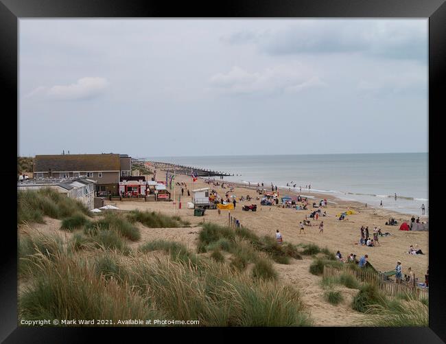 Camber Sands on a Sunny Day in July. Framed Print by Mark Ward