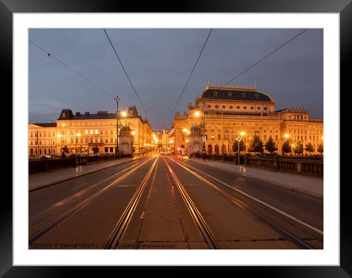 Legion Bridge and Narodni Divadlo National Theater in Prague at  Framed Mounted Print by Dietmar Rauscher