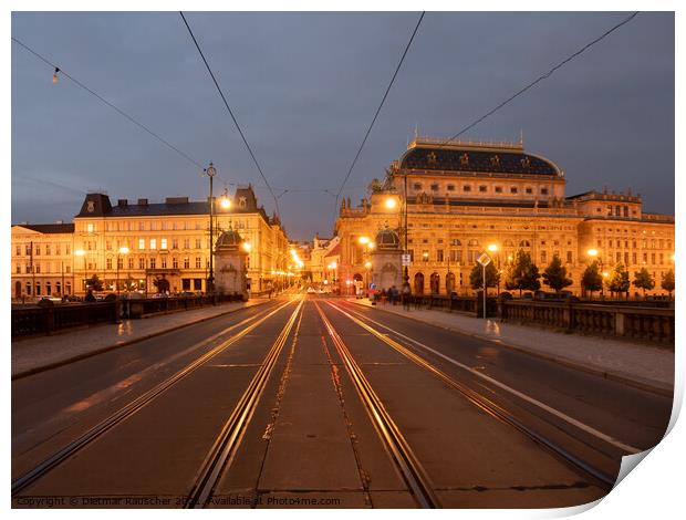 Legion Bridge and Narodni Divadlo National Theater in Prague at  Print by Dietmar Rauscher