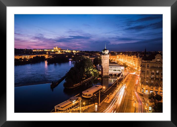 Prague Cityscape at Night Framed Mounted Print by Dietmar Rauscher