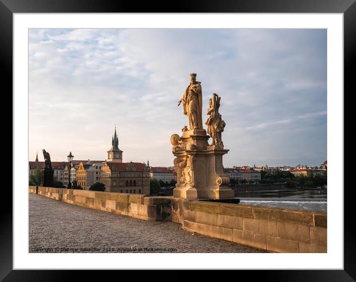 Saint Francis Borgia Statue on Charles Bridge, Prague Framed Mounted Print by Dietmar Rauscher