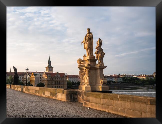 Saint Francis Borgia Statue on Charles Bridge, Prague Framed Print by Dietmar Rauscher