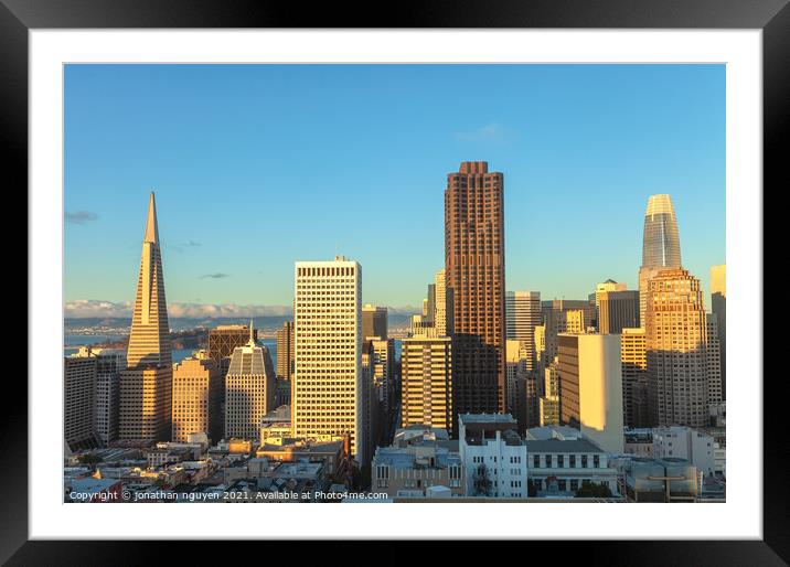 sf skylines Framed Mounted Print by jonathan nguyen