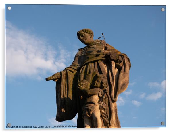 Statue of Saint Nicholas of Tolentino on Charles Bridge Acrylic by Dietmar Rauscher
