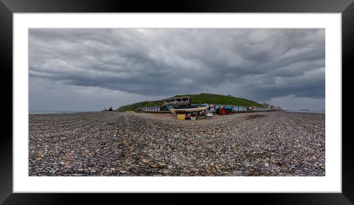 360 panorama of fish boat on Cromer beach, Norfolk Framed Mounted Print by Chris Yaxley