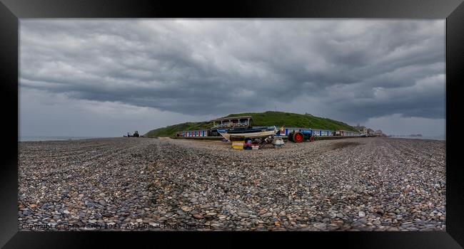 360 panorama of fish boat on Cromer beach, Norfolk Framed Print by Chris Yaxley